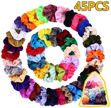 Carica l'immagine nel visualizzatore di Gallery, 45 Pezzi Capelli Fasce Velluto, Elastico In Velvet Scrunchies, Colorato Forte Tenere Bobble Capelli Elastici Fascia Per le donne ragazze Accessori, 45 Colori