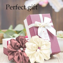 Carica l&#39;immagine nel visualizzatore di Gallery, JeoPoom Elastico Capelli Vera Seta 11mm, Scrunchies Fasce per Capelli Elastici Fascette per Capelli Porta coda di Cavallo per Accessori per Capelli per Donne e Ragazze(Rosa&amp;Bianco)