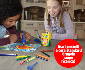 CRAYOLA- Super Pen Tigre, per sciogliere i Pastelli a Cera e Creare Disegni in Rilievo, attività Creativa e Regalo per Bambini, età 8+, Colore Argento/Verde, 25-0395