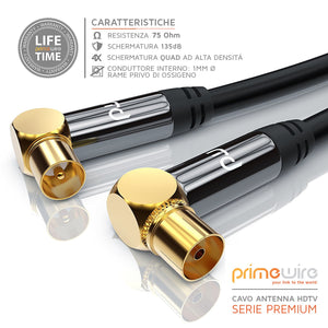 PW - 1,5m 135dB Cavo Antenna cavo per antenna TV / HDTV, nero oro