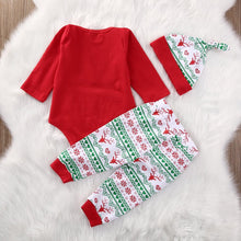Carica l'immagine nel visualizzatore di Gallery, Carolilly 3 Pezzi Completini Bambini Natale Unisex Pagliaccetto Neonato Invernale Natale Divertente