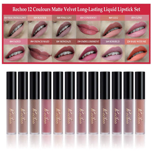 12Pcs Rossetto Matte Liquido Tinta Labbra a Lunga 12 pcs, Super Grace - Ilgrandebazar