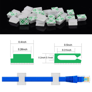 100 Pezzi Adesivo Cavo Clip Fascette Stringicavo Gestione Fascette... - Ilgrandebazar