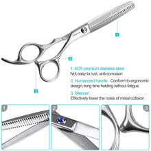 Carica l'immagine nel visualizzatore di Gallery, forbici in acciaio INOX forbici professionali da barbiere Haircut set con pettine e PU con custodia