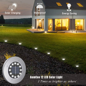 Luci Solari Giardino 12 LED Lampade Led da Esterno, Bianco - Ilgrandebazar