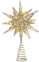Carica l&#39;immagine nel visualizzatore di Gallery, Luxspire Punte Albero di Natale, Puntale per Albero di Natale, a Forma di Albero con Glitter, Accessori per Albero di Natale, a 2 AA Batterie, Decorazione per Natale Festa Casa, Champagne Oro