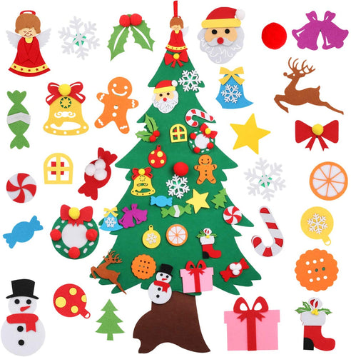 Bageek Albero di Natale in Feltro Natale Albero Decorazioni Natalizie per Bambini con 28pcs Decorativo Ornamenti