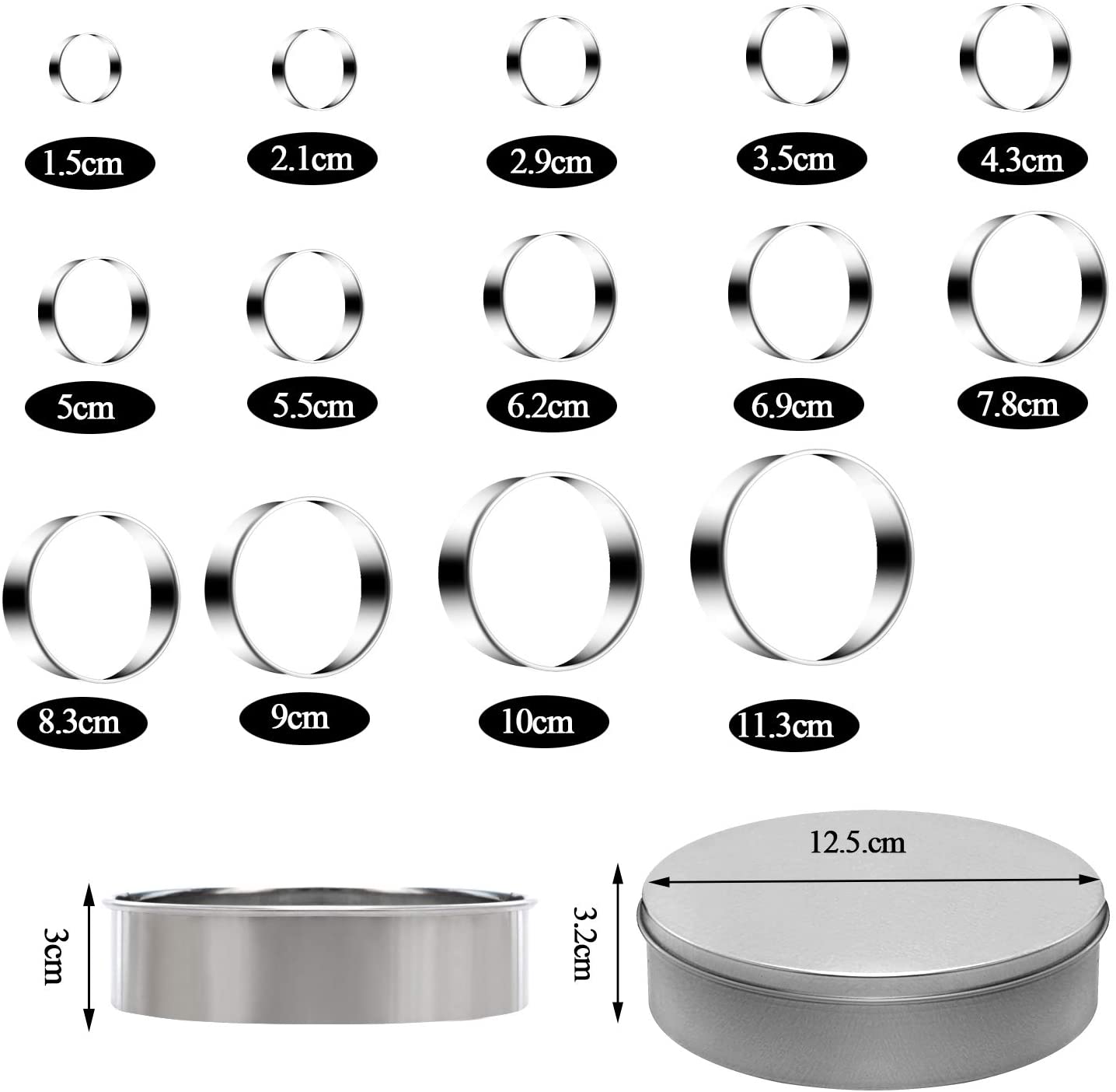 Coppapasta Rotondi In Acciaio - Set Da 12 Misure - Per Biscotti E Dolci - Foto 8