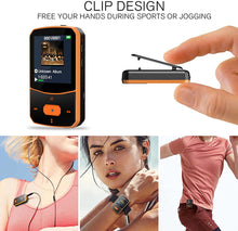 Carica l'immagine nel visualizzatore di Gallery, Lettore MP3 Bluetooth 5.0 – MP3 Bluetooth Running, suono di fascia alta, radio FM, registrazione vocale, e-book, pedometro, schermo a colori da 1,5 pollici, supporto fino a 128 GB di schede