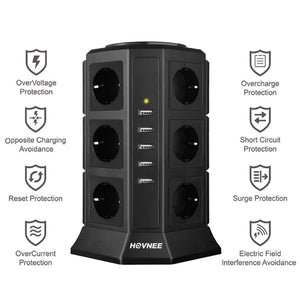 Multipresa Verticale, HOVNEE Torretta Ciabatta 12 Prese Con 5... - Ilgrandebazar