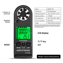 Carica l&#39;immagine nel visualizzatore di Gallery, AOPUTTRIVER Anemometro Digitale anemometro Portatile per AP-816B Anemometer - Ilgrandebazar