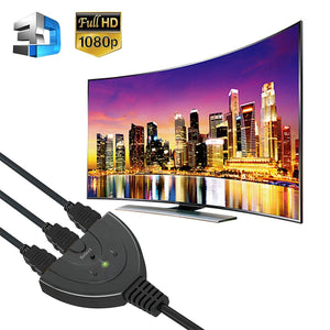 HDMI Switch | GANA Placcato Oro Splitter Cavo | 1080P, Nero - Ilgrandebazar