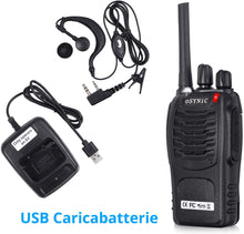 Carica l&#39;immagine nel visualizzatore di Gallery, ESYNiC Paio Walkie Talkie Ricaricabile VOX Radio PMR 446MHz 0.5W Frequenza Civile Ricetrasmittente Portatile 16 Canali Singola Banda Woki Toki con USB Caricabatterie per Negozio Sopravvivenza Ciclismo