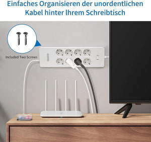 Ciabatta Multipresa, NTONPOWER 8 Schuko con 1700 Joule Protezione da Sovratensioni e 5 Porte USB, 4000W/16A, 3 Metri Lunga Cavo - Bianco