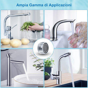 Aeratore Rubinetto M24 Rompigetto Rubinetto Filtri Rubinetti Lavandino per Bagno e Cucina, Filtro in Acciaio Inox + ABS con 8 Guarnizioni e 1 Chiave Cromata, Antispruzzo, Risparmio Idrico, 6pcs