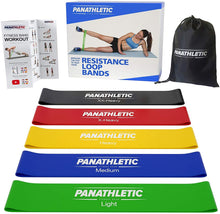 Carica l'immagine nel visualizzatore di Gallery, Fasce Elastiche di Resistenza / Bande Fitness con Guida agli Esercizi, eBook in Italiano e Borsa da Trasporto, Set di 5 Elastici – 5x cinghia, banda, fascia elastica per allenamento di resistenza