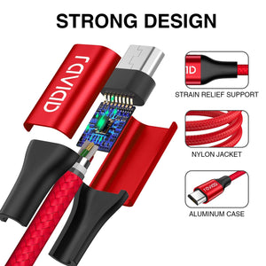 RAVIAD Cavo Micro USB [4 Pezzi:0.3m,1m,2m,3m] 0.3m 1m 2m 3m, Rosso - Ilgrandebazar