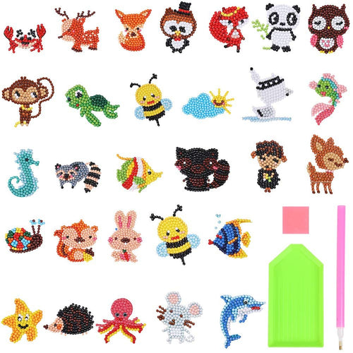 “N/A” 29 Pezzi 5D Pittura Diamante Diamante Adesivo Kit Animale per Bambini Diamante Kit da Colorare per Numero Pittura Puzzle Puzzle Adesivi per Notebook/Telefono/Tazza