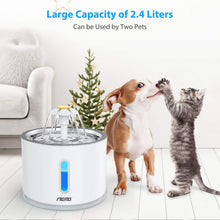 Carica l'immagine nel visualizzatore di Gallery, Aerb Fontanella per gatti, fontana per cani: Animale domestico Gatti Fontane Non-Slip Automatico dispenser acqua gatti con Luce Notturna e 3 Filtri di Carbonio Attivati - 2,4L