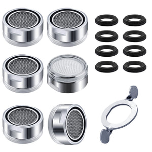 Aeratore Rubinetto M24 Rompigetto Rubinetto Filtri Rubinetti Lavandino per Bagno e Cucina, Filtro in Acciaio Inox + ABS con 8 Guarnizioni e 1 Chiave Cromata, Antispruzzo, Risparmio Idrico, 6pcs