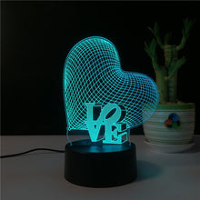 Carica l&#39;immagine nel visualizzatore di Gallery, ledmomo 3d cuore forme luci notturne 7 colori cambia LED lampada Wie Gezeigt - Ilgrandebazar