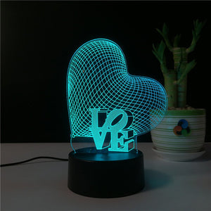 ledmomo 3d cuore forme luci notturne 7 colori cambia LED lampada Wie Gezeigt - Ilgrandebazar