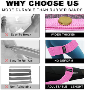 REETEE Bande Elastiche di Resistenza Antiscivolo Elastiche Fitness in Tessuto, Regolabile Banda Elastica per allenare Glutei,Gambe e Tutto Il Corpo,Fasce Elastiche durevoli e Forti per Pilates,Yoga