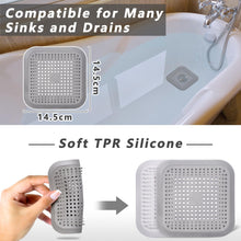 Carica l&#39;immagine nel visualizzatore di Gallery, Alyvisun 2Pcs Silicone Raccogli Capelli Doccia con Ventosa, Filtro per Capelli Protezione Scarico, Universale Filtro di Scarico Anti Capelli per Cucina, Bagno (Bianco + Grigio)
