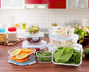 KICHLY Set di contenitori per Alimenti in Vetro - 18 Pezzi (9 18 pezzi - Ilgrandebazar
