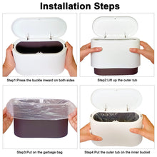 Carica l'immagine nel visualizzatore di Gallery, Cestino Spazzatura con Coperchio, da Tavolo con Pop-up, Mini in Plastica, per il Letto Dell'auto Cucina Bagno ufficio Scrivania WC (1.5L,Bianco)