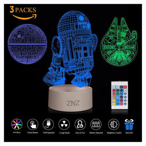 Lampada da notte a LED 3D - ZNZ 16 colori tavolo a Star Wars - Ilgrandebazar