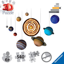 Carica l&#39;immagine nel visualizzatore di Gallery, Ravensburger 11668 Puzzle 3D, Sistema Solare, 540 Pezzi, 8 pianeti, Età Raccomandata 6+, Puzzle Ravensburger Alta Qualità Single