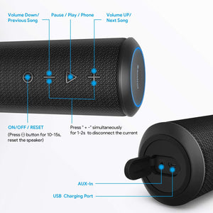 Zamkol 5200mAh Altoparlante Bluetooth, 4.2 Cassa Wireless Speaker, IPX6 Portatile Stereo Speaker, Bluetooth & AUX & TWS connection, Speakers with bass radiator, per Smartphone, Computer, TV
