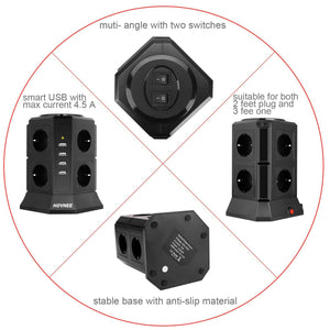 Multipresa Verticale, HOVNEE Torretta Ciabatta 8 Prese Con 4 Slot... - Ilgrandebazar
