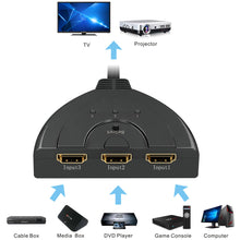 Carica l&#39;immagine nel visualizzatore di Gallery, HDMI Switch | GANA Placcato Oro Splitter Cavo | 1080P, Nero - Ilgrandebazar