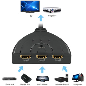 HDMI Switch | GANA Placcato Oro Splitter Cavo | 1080P, Nero - Ilgrandebazar