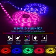 Carica l&#39;immagine nel visualizzatore di Gallery, MROTY ITALIA | Striscia LED RGB 5050, Strisce LED, Luci LED - Alimentatore e Telecomando a 44 tasti, 12V 5A, 300 LED - Decorazioni Interno ed Esterno per vari eventi - Ultimo modello, Tecnologia 2020