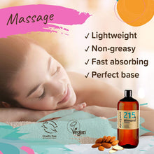 Carica l&#39;immagine nel visualizzatore di Gallery, Naissance Mandorle Dolci Naturale 1L – Vegan, senza OGM – Ideale per la cura della Pelle e dei Capelli, l’Aromaterapia e come olio da Massaggio di base