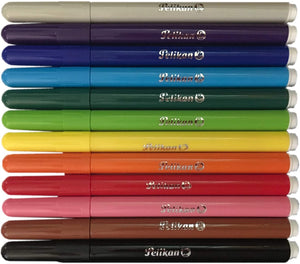 Pelikan 000730 - Set Pennarelli Lavabili, Colorella Star, Kit Scuola 12 Colori, Punta Fine, Tappo Antisoffocamento, Fusto in Plastica Atossica, Made in Italy