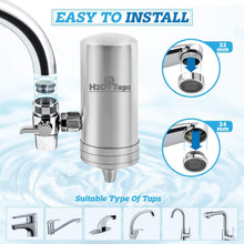 Carica l'immagine nel visualizzatore di Gallery, H2O TAPS Filtri d'Acqua per Rubinetto - Sistema di filtraggio - Design Molto Elegante - Filtro per Acqua - Acciaio Inossidabile - La Scelta Duratura