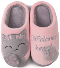 Carica l'immagine nel visualizzatore di Gallery, ChayChax Carino Cartone Animato Pantofole da Casa Bambini Uomo Donna Inverno Peluche Ciabatte Interne Comode Caldo Scarpe di Cotone Invernale, Rosa Grigio, 41/42 EU=Produttore 42/43
