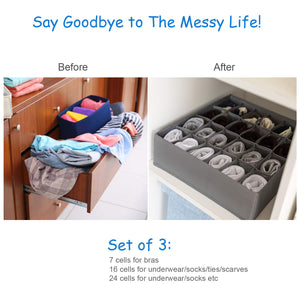 NEWSTYLE Cassetto Organizer per Biancheria Intima,Set di 3 Armadio...