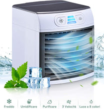 Carica l'immagine nel visualizzatore di Gallery, Homitt Mini Raffreddatore D'aria, Personale Condizionatori Evaporativoa 3 Velocità 8 LED Colori, 500ML Serbatoio D'acqua, Cavo USB, Air Cooler per Casa, Ufficio e Auto