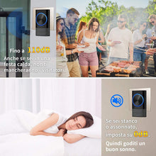 Carica l'immagine nel visualizzatore di Gallery, Yabife Campanello Senza Fili, Campanelli Wireless Impermeabile da Esterno per Casa Ufficio, 45 Melodie e 4 Livelli di Volume, Indicatori LED, Portata 300m (1 Trasmettitore + 1 Ricevitori, Nero)