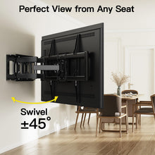 Carica l&#39;immagine nel visualizzatore di Gallery, Alphamount Supporto TV Parete per 37-75 Pollici Schermi fino a 45 kg, Staffa tv con doppie braccia, girevole, estensione e inclinazione, supporto a parete con Max VESA 600x400 mm, APLF6-E