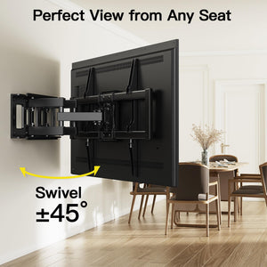Alphamount Supporto TV Parete per 37-75 Pollici Schermi fino a 45 kg, Staffa tv con doppie braccia, girevole, estensione e inclinazione, supporto a parete con Max VESA 600x400 mm, APLF6-E