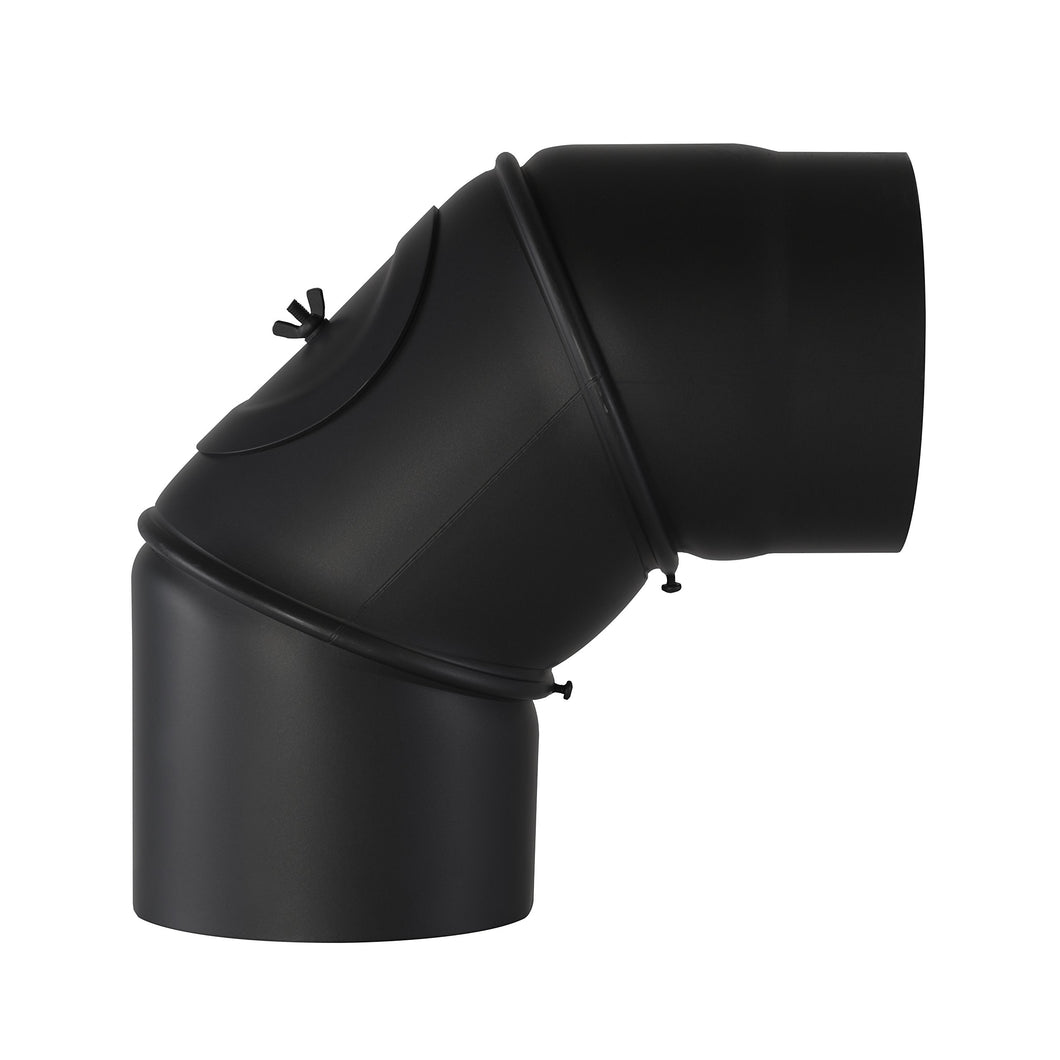 Kamino-Flam Curva in Acciaio con Rivestimento Senotherm Ø ca. 130 mm, Nero - Ilgrandebazar