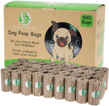 Carica l'immagine nel visualizzatore di Gallery, Greener Walker Cacca Sacchetti per bisogni dei Cani,540 unità,Extra Spessi,Forti e 100% Prova di perdite,biodegradabili étanches Sacchetti per Cani(Marrone)