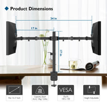 Carica l&#39;immagine nel visualizzatore di Gallery, BONTEC Supporto Doppio Monitor per Schermo LED LCD da 13 a 27 Pollici, Ergonomica Inclinazione e Rotazione Braccio Monitor Scrivania con Morsetto, Dimensioni VESA: 75x75-100x100 mm