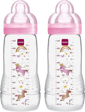 Carica l&#39;immagine nel visualizzatore di Gallery, Mam Easy Active, Set di 2 Biberon con Tettarella Misura 3 (Flusso Rapido), 4+ Mesi, 330 Ml, Trasparente e rosa